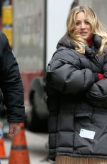 KALEY CUOCO on the Set of The Flight Attendant in New York 12/16/2019