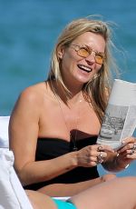 KATE MOSS in Swimsuit on the Beach in Miami 12/03/2019