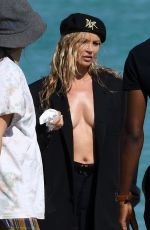 KATE MOSS on the Set of a Photoshoot on the Beach in Miami 12/04/2019
