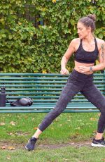 KATIE WAISSEL Works Out at a Park a London 12/28/2019