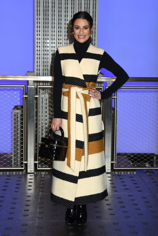 LEA MICHELE Celebrate 2019 Holiday Light Show at Empire State Building in New York 12/03/209
