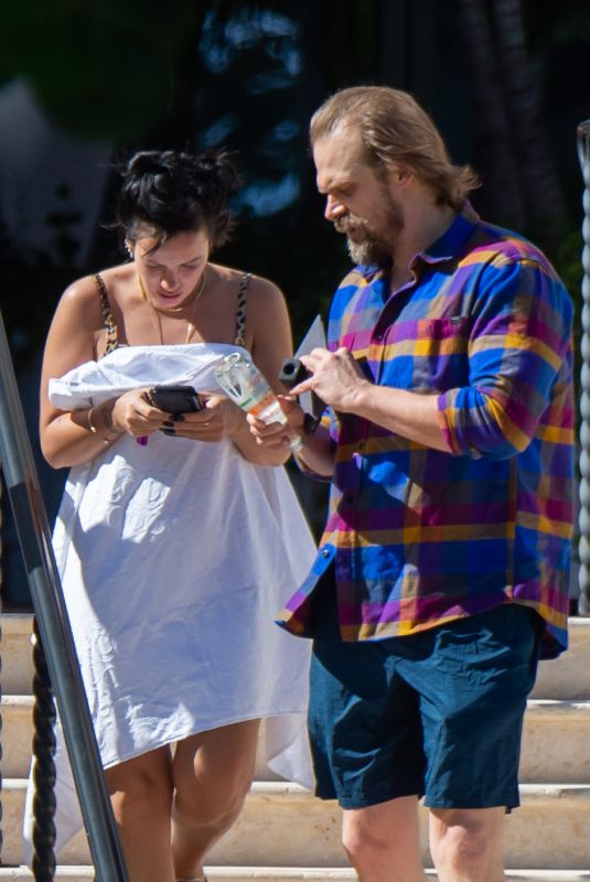 LILY ALLEN and David Harbour at a Pool in Miami 12/04/2019
