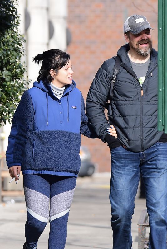 LILY ALLEN Showed off Engagement Ring Out in New York 12/26/2019