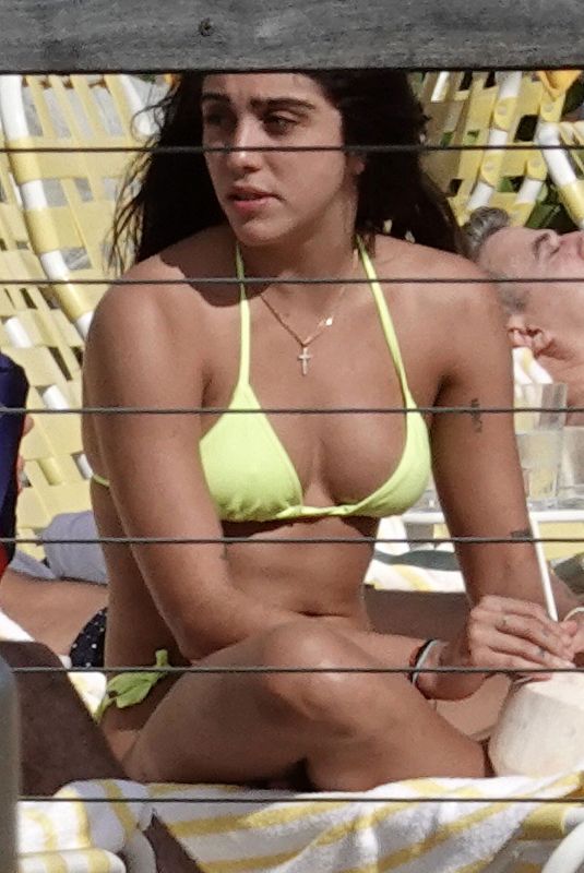 LOURDES LEON in Yellow Bikini at a Beach in Miami 12/15/2019