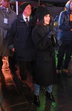 LUCY HALE Filming on Times Square for New Years Celebrations in New York 12/31/2019