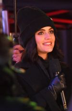 LUCY HALE Filming on Times Square for New Years Celebrations in New York 12/31/2019