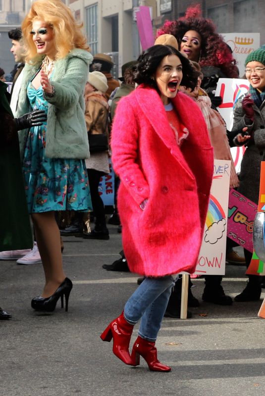 LUCY HALE on the Set of Katy Keene in New York 12/06/2019