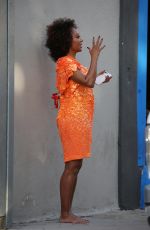 MELANIE BROWN on the set of Commercial for Sabra Hummus 12/21/2019