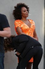 MELANIE BROWN on the set of Commercial for Sabra Hummus 12/21/2019