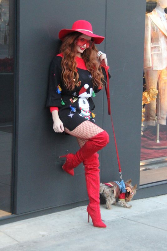 PHOEBE PRICE Out with Her Dog in Los Angeles 12/19/2019