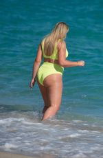 Pregnant ISKRA LAWRENCE in Bikini at a Beach in Miami 12/05/2019