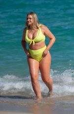 Pregnant ISKRA LAWRENCE in Bikini at a Beach in Miami 12/05/2019