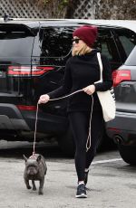 REESE WITHERSPOON Out with her Dog Pepper in Brentwood 12/08/2019
