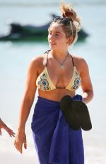 SAFFRON BARKER in Bikini Top at Sandy Lane Beach in Barbados 12/27/2019