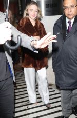 SAOIRSE RONAN Arrives at Zoe Ball Breakfast Show in London 12/17/2019