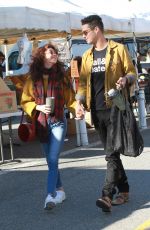 SARAH HYLAND and Wells Adams at Farmers Market in Los Angeles 12/15/2019