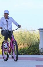 SHAKIRA Riding a Bike Out at Beach in Miami 12/27/2019