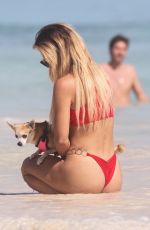 STEFANIE KNIGHT in a Red Bikini at a Beach in Tulum 12/25/2019