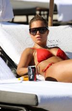 SYLVIE MEIS in a Red Bikini on the Beach in Miami 12/01/2019