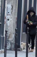 VANESSA PARADIS Out with Her Dog in Paris 12/14/2019