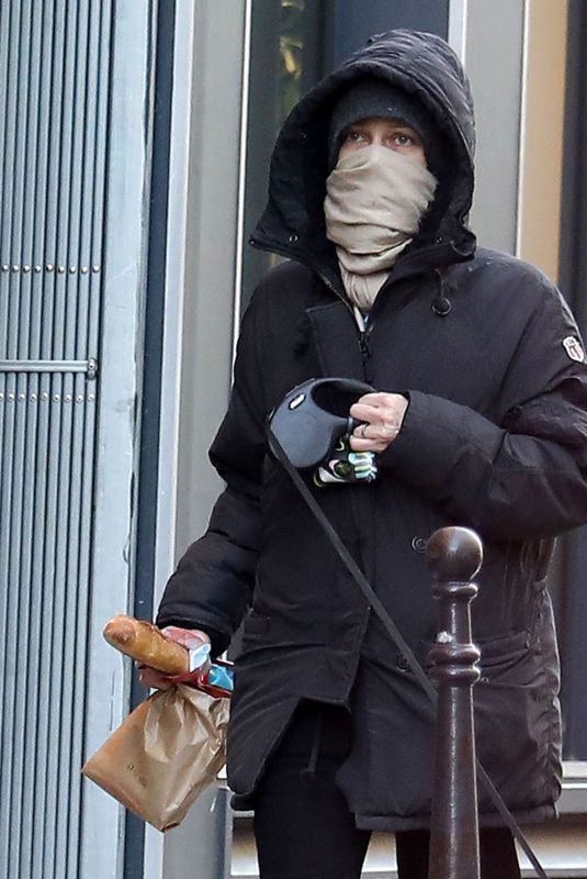 VANESSA PARADIS Out with Her Dog in Paris 12/14/2019