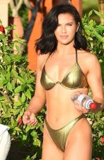 ALEXANDRA CANE in a Gold Bikini for Her Fitness App in Tenerife 01/06/2020