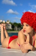 AMANDA CERNY in Bikini with a Red Wig at a Boat, January 2020