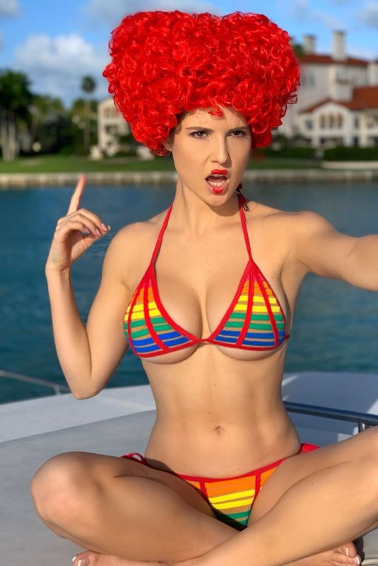 AMANDA CERNY in Bikini with a Red Wig at a Boat, January 2020