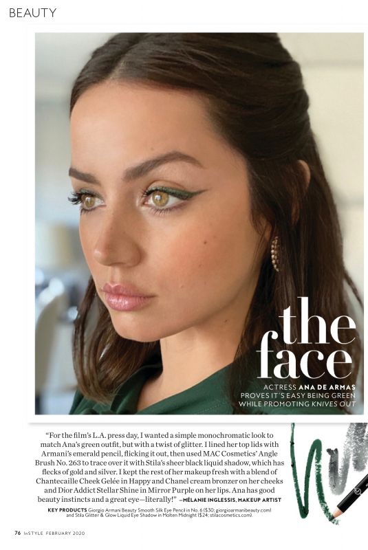 ANA DE ARMAS in Instyle Magazine, February 2020