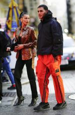 BELLA HADID in a Snakeskin Jacket Out in New York 01/12/2020
