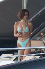 BELLA HADID in Bikini at a Yacht in St. Barts 01/01/2020