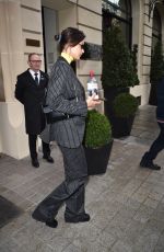 BELLA HADID Leaves Royal Monceau Hotel in Paris 01/17/2020