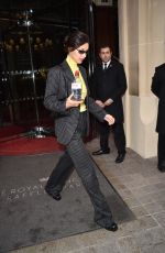 BELLA HADID Leaves Royal Monceau Hotel in Paris 01/17/2020