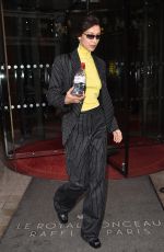 BELLA HADID Leaves Royal Monceau Hotel in Paris 01/17/2020
