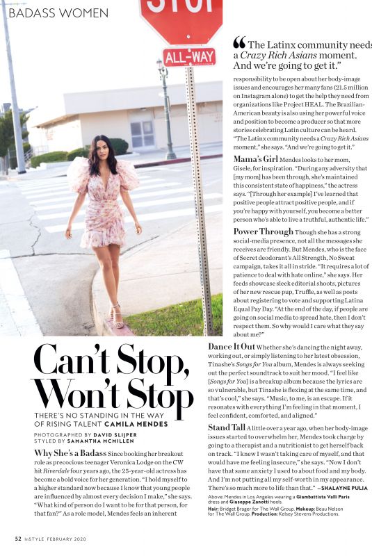 CAMILA MENDES in Instyle Magazine, February 2020