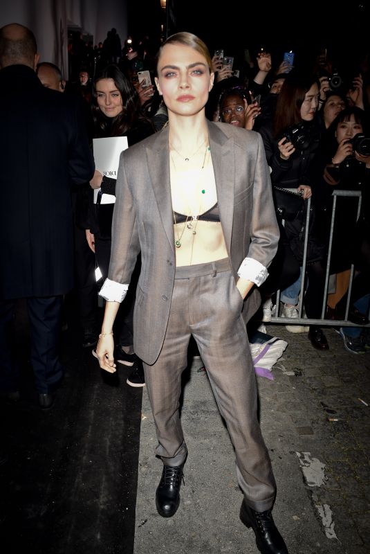 CARA DELEVINGNE Arrives at Dior Mens Fashion Show in Paris 01/17/2020