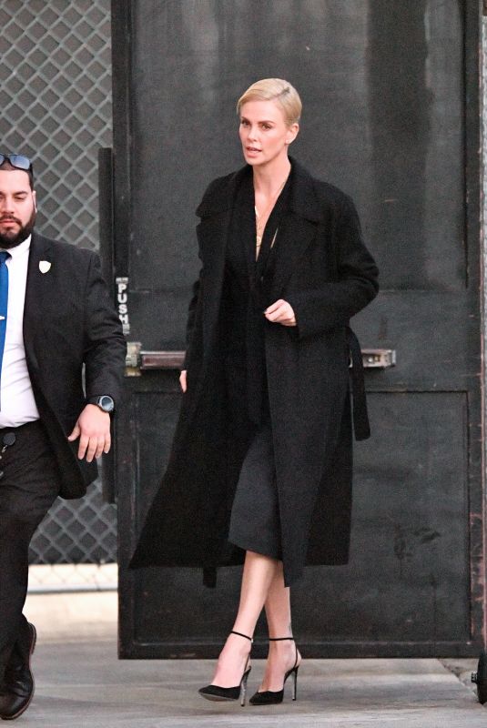 CHARLIZE THERON Arrives at Jimmy Kimmel Live in Hollywood 01/15/2020