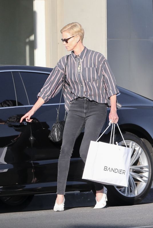 CHARLIZE THERON Out Shopping in Hollywood 01/10/2020