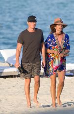 CINDY CRAWFORD and Rande Gerber Out on the Beach in Miami 01/03/2020