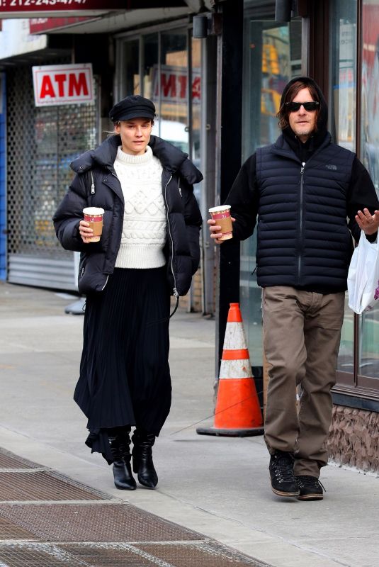 DIAN KRUGER and Norman Reedus Out for Morning Coffee in New York 01/28/2020