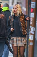 DUA LIPA in a Burberry Mini Skirt and Versace Shoes Out in New York 01/16/2020