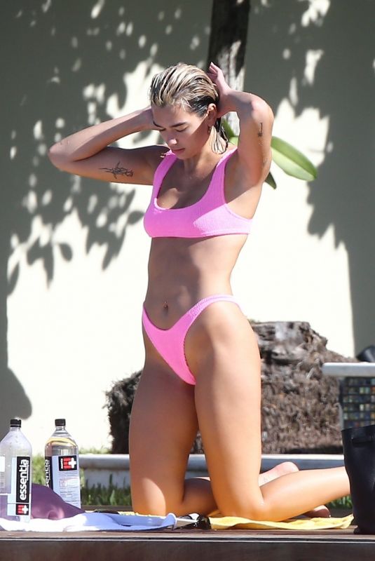 DUA LIPA in Bikini at a Pool in Miami 01/02/2020