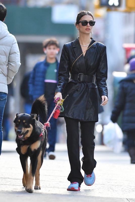 EMILY RATAJKOWSKI Out with Her Dog Colombo in New York 01/19/2020