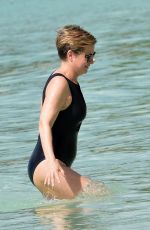 EMMA FORBES in a Black Swimsuit at a Beach in Barbados 01/01/2020