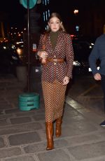 GIGI HADID Heading to Prada Dinner Party at Paris Fashion Week 01/19/2020