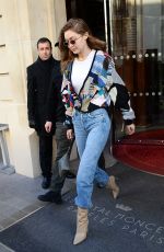 GIGI HADID Leaves Royal Monceau Hotel in Paris 01/18/2020
