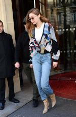 GIGI HADID Leaves Royal Monceau Hotel in Paris 01/18/2020