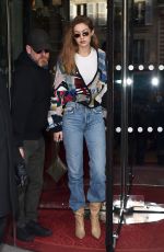 GIGI HADID Leaves Royal Monceau Hotel in Paris 01/18/2020