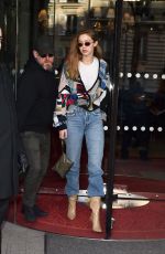 GIGI HADID Leaves Royal Monceau Hotel in Paris 01/18/2020