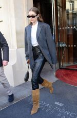 GIGI HADID Leaves Royal Monceau Hotel in Paris 01/19/2020